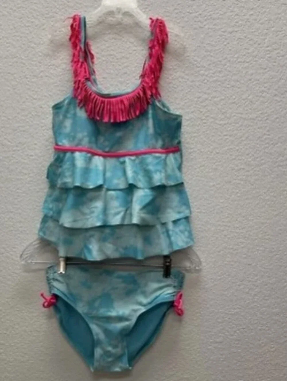 #FREE WITH BUNDLE #Justice Blue & Pink Ruffle Tankini Set Size 12